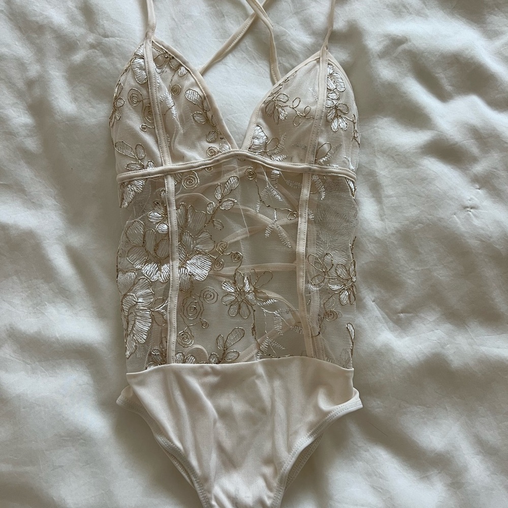 Lucy in the Sky Cream Floral Lace Bodysuit